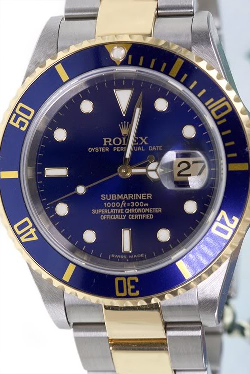 Rolex Submariner Date Series Mens Automatic 18k Yellow Gold Wristwatch 16613 Rolex Submariner Date Series Mens Automatic 18k Yellow Gold Wristwatch 16613