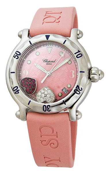 Chopard Happy Sport Series Diamond Hearts Style Ladies Quartz Watch 288950 in Pink Chopard Happy Sport Series Diamond Hearts Style Ladies Quartz Watch 288950 in Pink