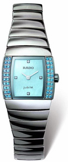 Rado Sintra Series Platinum-tone Ceramic Blue Diamond Mini Ladies Watch R13580912 Rado Sintra Series Platinum-tone Ceramic Blue Diamond Mini Ladies Watch R13580912