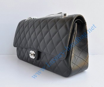 Chanel Marble 2.55 Double Flap Handbag 1113 Black with Silver Chain Chanel Marble 2.55 Double Flap Handbag 1113 Black with Silver Chain