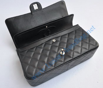 Chanel Marble 2.55 Double Flap Handbag 1113 Black with Silver Chain Chanel Marble 2.55 Double Flap Handbag 1113 Black with Silver Chain