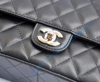 Chanel Marble 2.55 Double Flap Handbag 1113 Black with Silver Chain Chanel Marble 2.55 Double Flap Handbag 1113 Black with Silver Chain