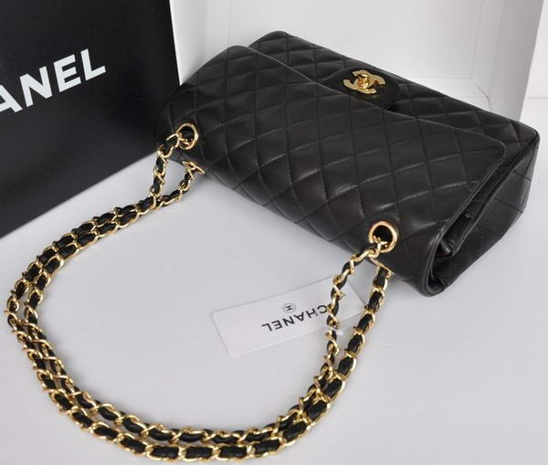 Chanel A1112 2.55 Series Flap Bag Original Leather Black Gold Chanel A1112 2.55 Series Flap Bag Original Leather Black Gold