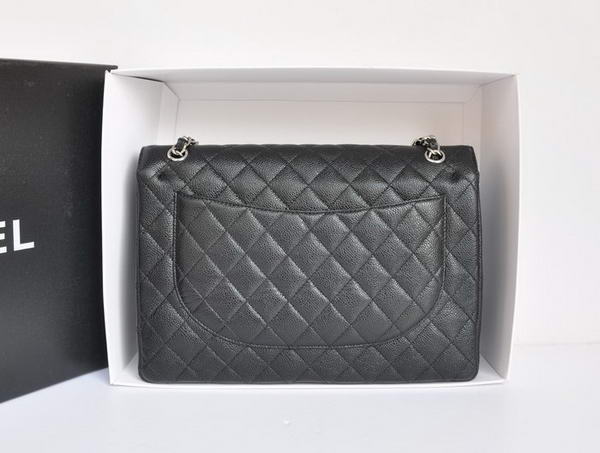 Chanel A47600 Black Original Caviar Leather Jumbo Flap Bag Silver Chanel A47600 Black Original Caviar Leather Jumbo Flap Bag Silver