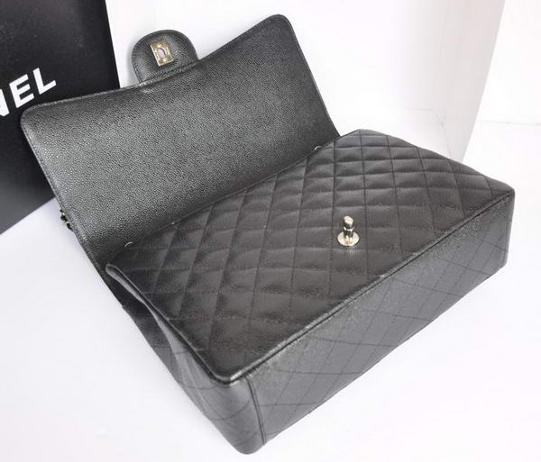 Chanel A47600 Black Original Caviar Leather Jumbo Flap Bag Silver Chanel A47600 Black Original Caviar Leather Jumbo Flap Bag Silver