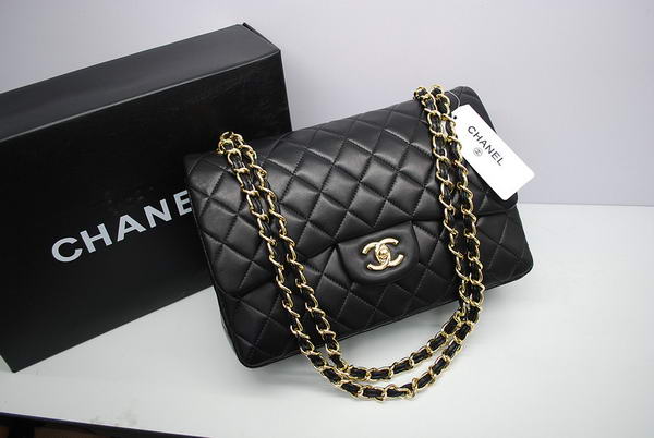 Chanel Jumbo Double Flaps Bag Black Original Lambskin Leather A36097 Gold Chanel Jumbo Double Flaps Bag Black Original Lambskin Leather A36097 Gold