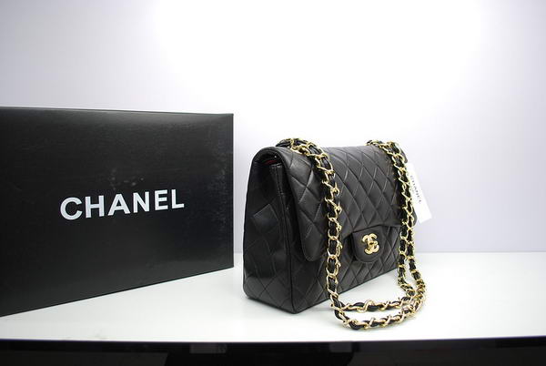 Chanel Jumbo Double Flaps Bag Black Original Lambskin Leather A36097 Gold Chanel Jumbo Double Flaps Bag Black Original Lambskin Leather A36097 Gold