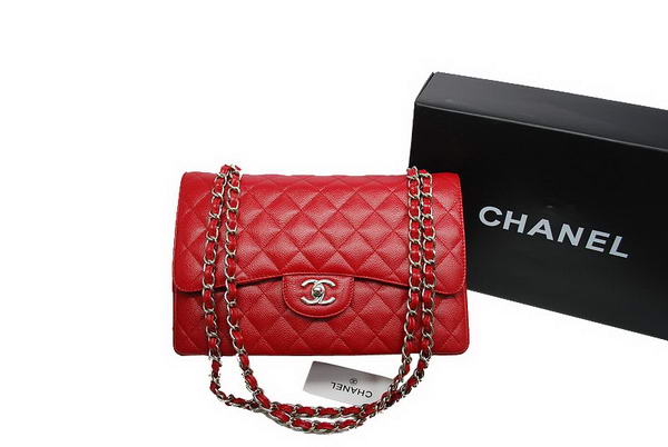 Chanel Jumbo Double Flaps Bag Red Original Caviar Leather A36097 Silver Chanel Jumbo Double Flaps Bag Red Original Caviar Leather A36097 Silver
