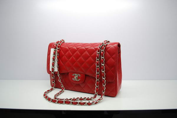 Chanel Jumbo Double Flaps Bag Red Original Caviar Leather A36097 Silver Chanel Jumbo Double Flaps Bag Red Original Caviar Leather A36097 Silver