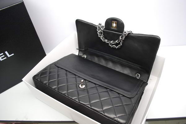 Top Quality Chanel Maxi Double Flaps Bag Black Original Lambskin Leather A36098 Silver Top Quality Chanel Maxi Double Flaps Bag Black Original Lambskin Leather A36098 Silver