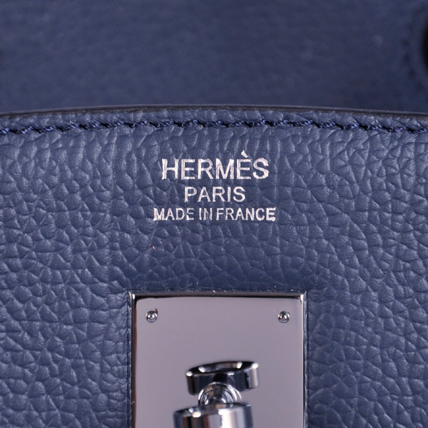 Hermes Birkin 35CM Smooth Leather Handbag 6089 Dark Blue Silver Hermes Birkin 35CM Smooth Leather Handbag 6089 Dark Blue Silver