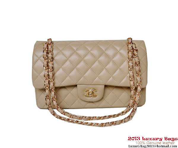 Chanel A01112 Classic Flap Bag Apricot Sheepskin Gold Chanel A01112 Classic Flap Bag Apricot Sheepskin Gold