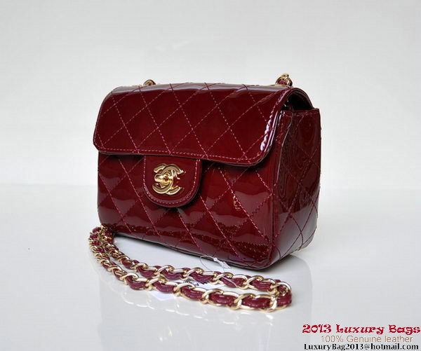 Chanel A01115 mini Flap Bag Bordeaux Patent Leather Gold Chanel A01115 mini Flap Bag Bordeaux Patent Leather Gold