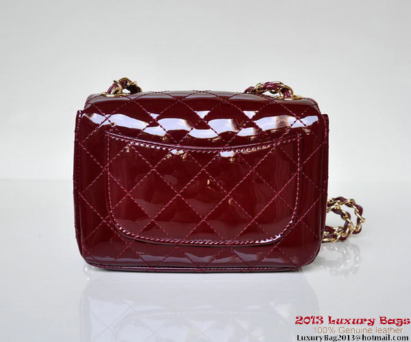 Chanel A01115 mini Flap Bag Bordeaux Patent Leather Gold Chanel A01115 mini Flap Bag Bordeaux Patent Leather Gold