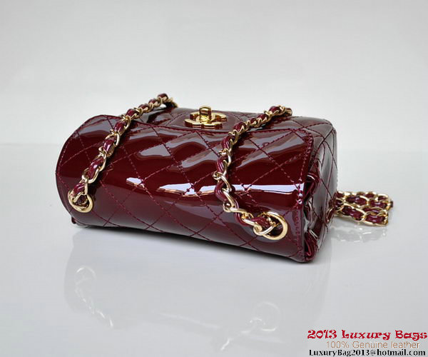 Chanel A01115 mini Flap Bag Bordeaux Patent Leather Gold Chanel A01115 mini Flap Bag Bordeaux Patent Leather Gold