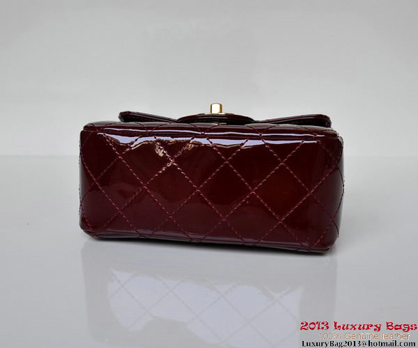 Chanel A01115 mini Flap Bag Bordeaux Patent Leather Gold Chanel A01115 mini Flap Bag Bordeaux Patent Leather Gold