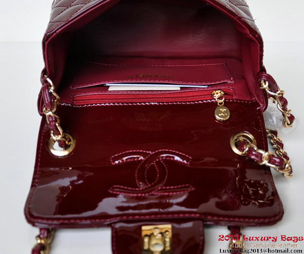 Chanel A01115 mini Flap Bag Bordeaux Patent Leather Gold Chanel A01115 mini Flap Bag Bordeaux Patent Leather Gold