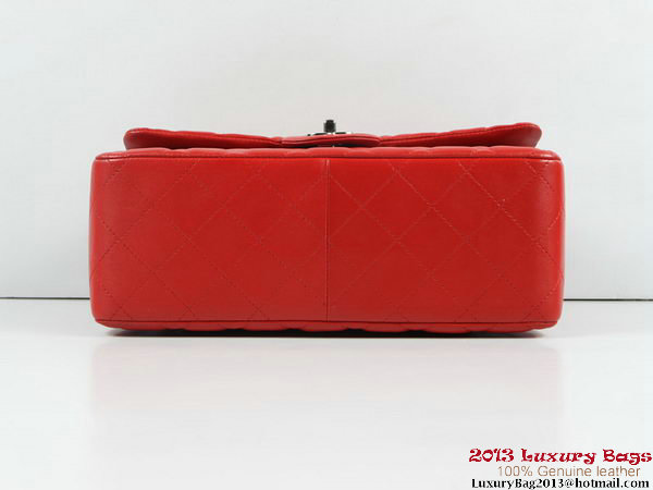 Chanel A01113 Classic Flap Bag Red Original Leather Silver Chanel A01113 Classic Flap Bag Red Original Leather Silver