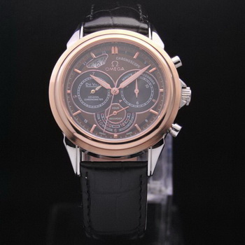 OMEGA DE VILLE CO-AXIAL CHRONOSCOPE Red Gold on Black Leather Strap OM77421 OMEGA DE VILLE CO-AXIAL CHRONOSCOPE Red Gold on Black Leather Strap OM77421