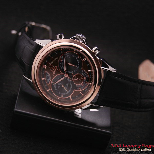 OMEGA DE VILLE CO-AXIAL CHRONOSCOPE Red Gold on Black Leather Strap OM77421 OMEGA DE VILLE CO-AXIAL CHRONOSCOPE Red Gold on Black Leather Strap OM77421