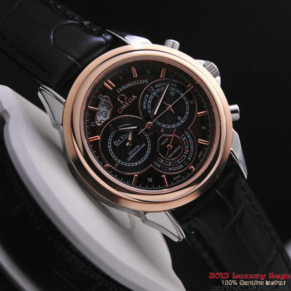 OMEGA DE VILLE CO-AXIAL CHRONOSCOPE Red Gold on Black Leather Strap OM77421 OMEGA DE VILLE CO-AXIAL CHRONOSCOPE Red Gold on Black Leather Strap OM77421