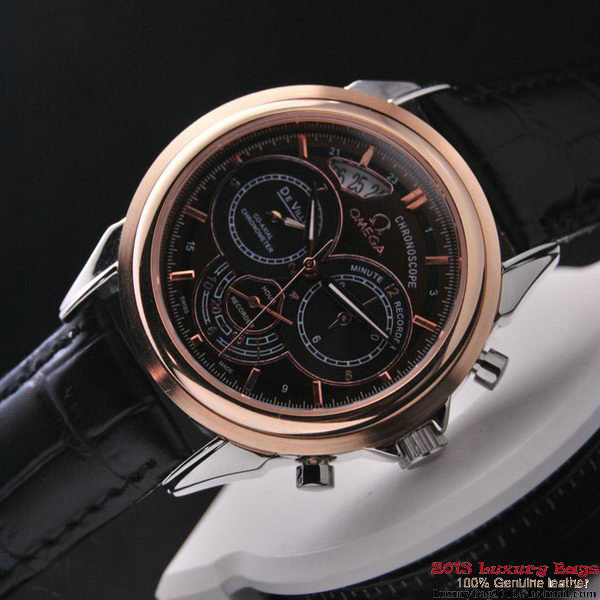 OMEGA DE VILLE CO-AXIAL CHRONOSCOPE Red Gold on Black Leather Strap OM77421 OMEGA DE VILLE CO-AXIAL CHRONOSCOPE Red Gold on Black Leather Strap OM77421
