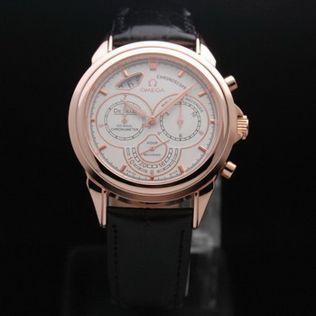 OMEGA DE VILLE CO-AXIAL CHRONOSCOPE Red Gold on Black Leather Strap OM77425 OMEGA DE VILLE CO-AXIAL CHRONOSCOPE Red Gold on Black Leather Strap OM77425