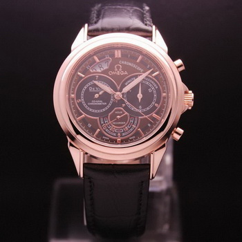 OMEGA DE VILLE CO-AXIAL CHRONOSCOPE Red Gold on Black Leather Strap OM77428 OMEGA DE VILLE CO-AXIAL CHRONOSCOPE Red Gold on Black Leather Strap OM77428