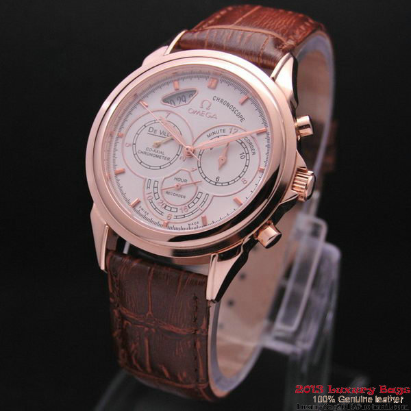 OMEGA DE VILLE CO-AXIAL CHRONOSCOPE Red Gold on Brown Leather Strap OM77424 OMEGA DE VILLE CO-AXIAL CHRONOSCOPE Red Gold on Brown Leather Strap OM77424