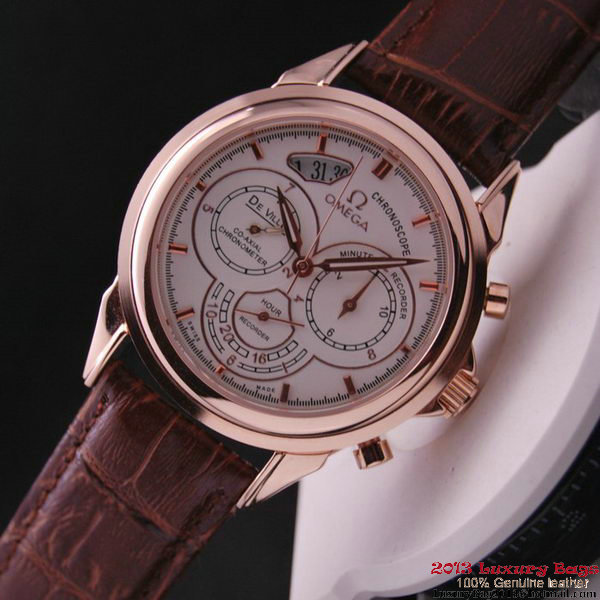 OMEGA DE VILLE CO-AXIAL CHRONOSCOPE Red Gold on Brown Leather Strap OM77424 OMEGA DE VILLE CO-AXIAL CHRONOSCOPE Red Gold on Brown Leather Strap OM77424