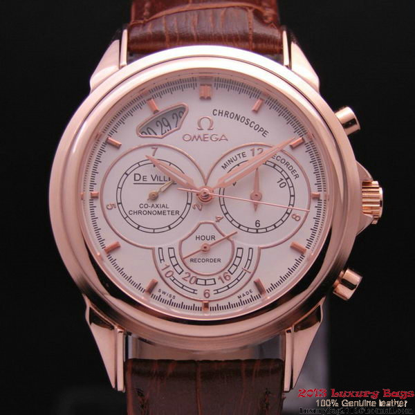 OMEGA DE VILLE CO-AXIAL CHRONOSCOPE Red Gold on Brown Leather Strap OM77424 OMEGA DE VILLE CO-AXIAL CHRONOSCOPE Red Gold on Brown Leather Strap OM77424