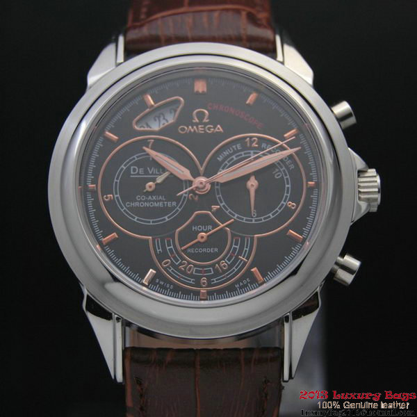 OMEGA DE VILLE CO-AXIAL CHRONOSCOPE Steel on Brown Leather Strap OM77408 OMEGA DE VILLE CO-AXIAL CHRONOSCOPE Steel on Brown Leather Strap OM77408