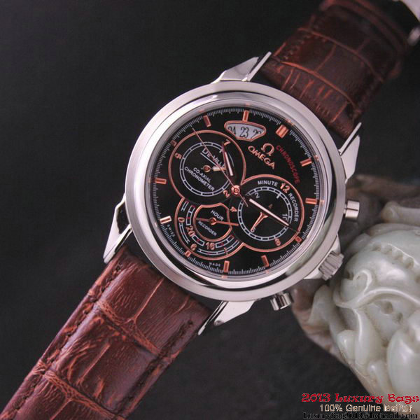 OMEGA DE VILLE CO-AXIAL CHRONOSCOPE Steel on Brown Leather Strap OM77408 OMEGA DE VILLE CO-AXIAL CHRONOSCOPE Steel on Brown Leather Strap OM77408