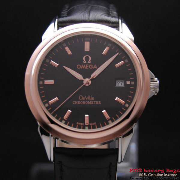 OMEGA DE VILLE Chronometer Red Gold on Black Leather Strap OM77316 OMEGA DE VILLE Chronometer Red Gold on Black Leather Strap OM77316