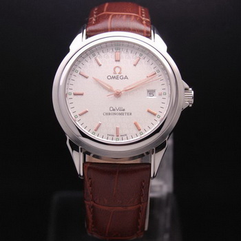 OMEGA DE VILLE Chronometer Steel on Brown Strap OM77301 OMEGA DE VILLE Chronometer Steel on Brown Strap OM77301
