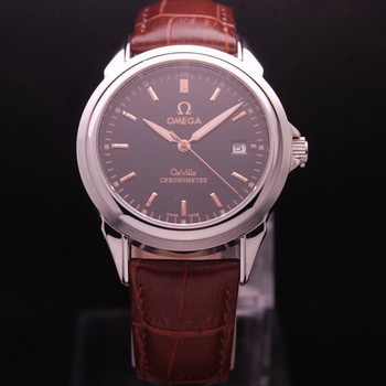 OMEGA DE VILLE Chronometer Steel on Brown Strap OM77303 OMEGA DE VILLE Chronometer Steel on Brown Strap OM77303