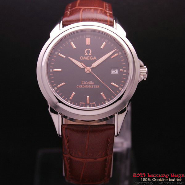 OMEGA DE VILLE Chronometer Steel on Brown Strap OM77303 OMEGA DE VILLE Chronometer Steel on Brown Strap OM77303