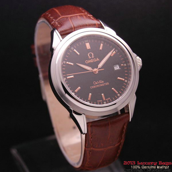 OMEGA DE VILLE Chronometer Steel on Brown Strap OM77303 OMEGA DE VILLE Chronometer Steel on Brown Strap OM77303