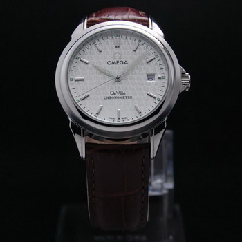 OMEGA DE VILLE Chronometer Steel on Brown Strap OM77305 OMEGA DE VILLE Chronometer Steel on Brown Strap OM77305