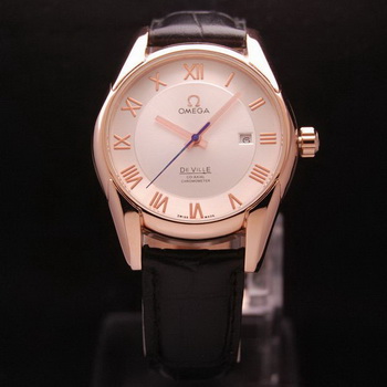 OMEGA DE VILLE Co-AXIAL CHRONOMETER Red Gold on Black Leather Strap OM77022 OMEGA DE VILLE Co-AXIAL CHRONOMETER Red Gold on Black Leather Strap OM77022