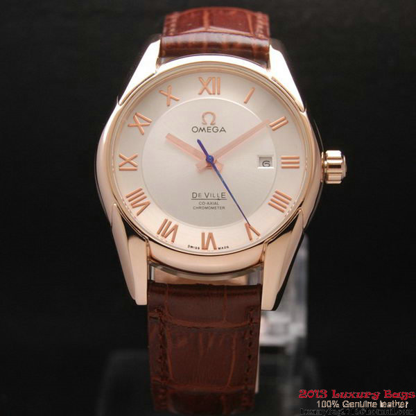 OMEGA DE VILLE Co-AXIAL CHRONOMETER Red Gold on Brown Leather Strap OM77021 OMEGA DE VILLE Co-AXIAL CHRONOMETER Red Gold on Brown Leather Strap OM77021