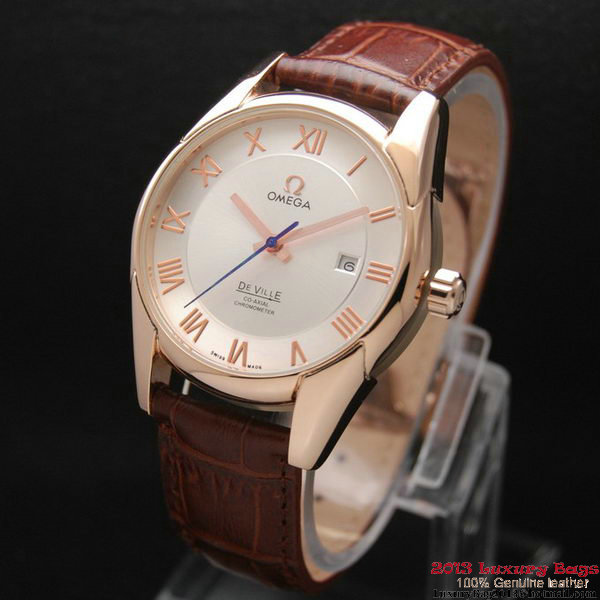 OMEGA DE VILLE Co-AXIAL CHRONOMETER Red Gold on Brown Leather Strap OM77021 OMEGA DE VILLE Co-AXIAL CHRONOMETER Red Gold on Brown Leather Strap OM77021