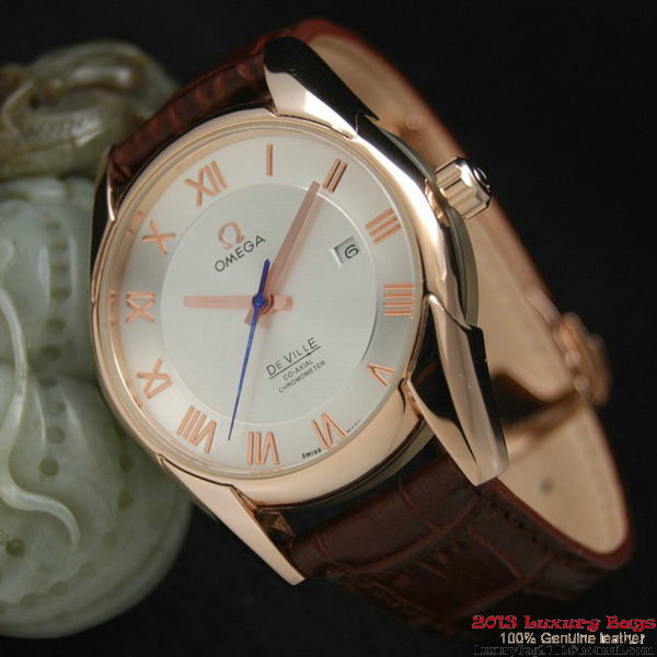 OMEGA DE VILLE Co-AXIAL CHRONOMETER Red Gold on Brown Leather Strap OM77021 OMEGA DE VILLE Co-AXIAL CHRONOMETER Red Gold on Brown Leather Strap OM77021