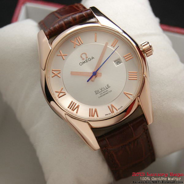 OMEGA DE VILLE Co-AXIAL CHRONOMETER Red Gold on Brown Leather Strap OM77021 OMEGA DE VILLE Co-AXIAL CHRONOMETER Red Gold on Brown Leather Strap OM77021