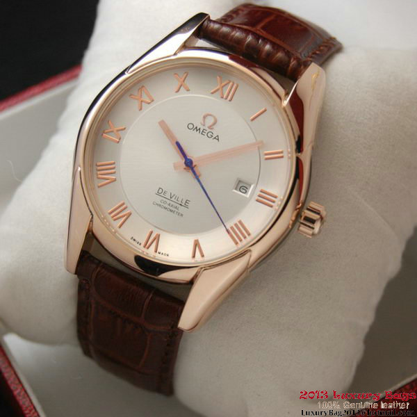 OMEGA DE VILLE Co-AXIAL CHRONOMETER Red Gold on Brown Leather Strap OM77021 OMEGA DE VILLE Co-AXIAL CHRONOMETER Red Gold on Brown Leather Strap OM77021