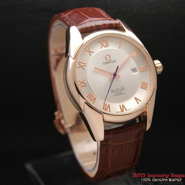 OMEGA DE VILLE Co-AXIAL CHRONOMETER Red Gold on Brown Leather Strap OM77021 OMEGA DE VILLE Co-AXIAL CHRONOMETER Red Gold on Brown Leather Strap OM77021