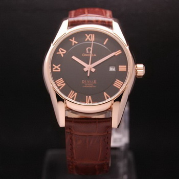 OMEGA DE VILLE Co-AXIAL CHRONOMETER Red Gold on Brown Leather Strap OM77023 OMEGA DE VILLE Co-AXIAL CHRONOMETER Red Gold on Brown Leather Strap OM77023