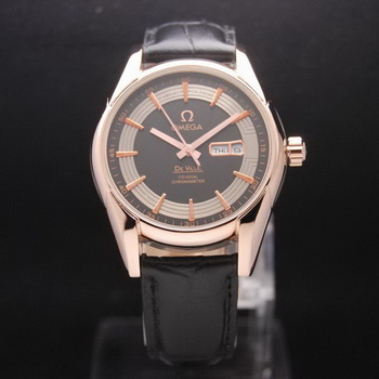 OMEGA DE VILLE HOUR VISION ANNUAL CALENDAR Red Gold on Black Leather Strap OM77124 OMEGA DE VILLE HOUR VISION ANNUAL CALENDAR Red Gold on Black Leather Strap OM77124
