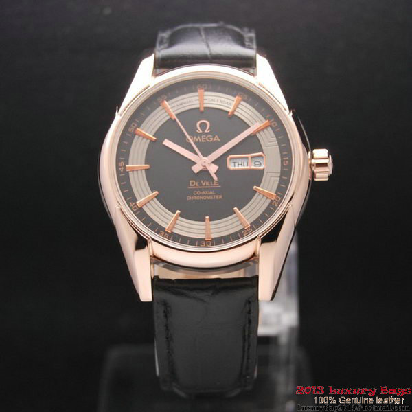 OMEGA DE VILLE HOUR VISION ANNUAL CALENDAR Red Gold on Black Leather Strap OM77124 OMEGA DE VILLE HOUR VISION ANNUAL CALENDAR Red Gold on Black Leather Strap OM77124