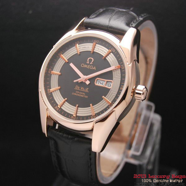 OMEGA DE VILLE HOUR VISION ANNUAL CALENDAR Red Gold on Black Leather Strap OM77124 OMEGA DE VILLE HOUR VISION ANNUAL CALENDAR Red Gold on Black Leather Strap OM77124